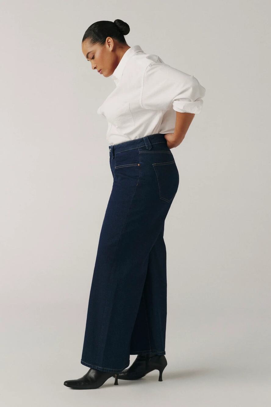 Warp + Weft NCE High-Rise Wide-Leg Dark Indigo Rinse Size 16W NWT